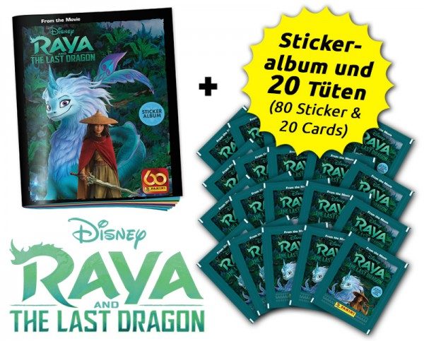 Disney - Raya und der letzte Drache- Sticker und Cards - Sammelbundle mit 20 Tüten