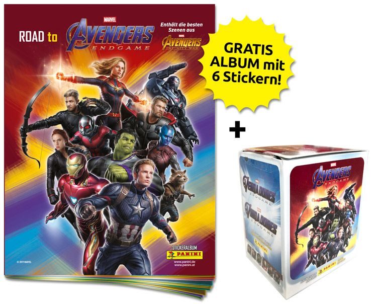 Marvel Avengers Road to Endgame Album und 5 Booster Tütchen deutsche Ausgabe 