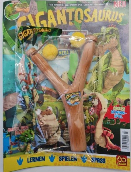 Gigantosaurus Magazin 03/21 - Packshot mit Steinschleuder Extra
