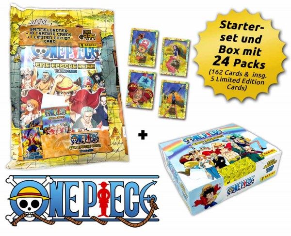 One Piece - Trading Cards - Box-Bundle mit 24 Packs und insgesamt 5 Limited Edition Cards