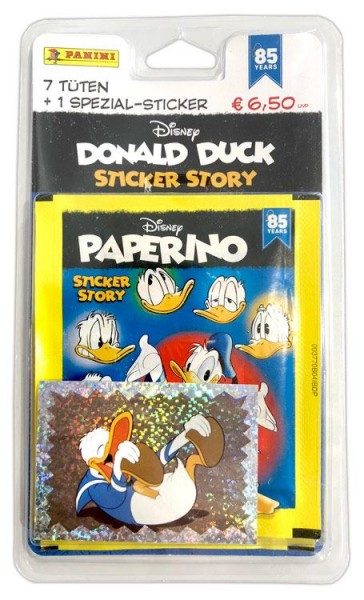 85 Jahre Donald Duck Sammelkollektion Blister mit 7 Tüten und 1 Spezialsticker