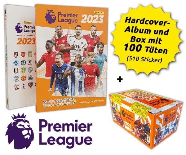 Premier League 2023 Stickerkollektion – Deluxe-Bundle mit Hardcover-Album