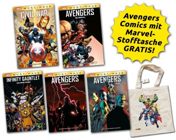 Marvel Avengers Bundle mit Marvel-Stofftasche