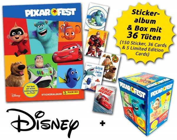 Disney Pixar Fest - Sticker und Cards - Box-Bundle mit Album, 36 Tüten und 5 LE Cards