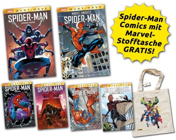 Marvel Spider-Man Bundle mit Marvel-Stofftasche