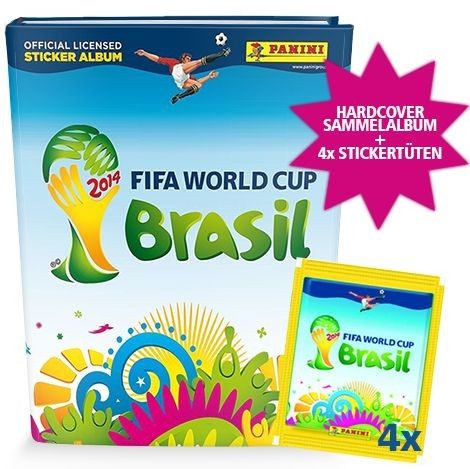 FIFA World Cup Brasilien 2014 - Sticker-Album mit 4 Stickertüten