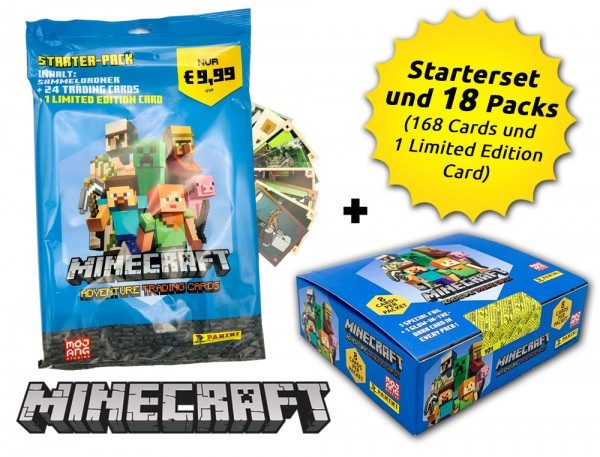 Minecraft Trading Cards - Mega-Starter-Bundle - Inhalt mit 18 Packs und Starterset