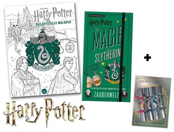 Harry Potter - Slytherin-Set mit 2 Büchern und Sammelkarte