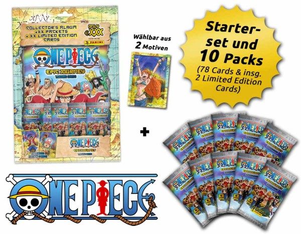 One Piece - Trading Cards - Schnupperbundle - Mit 10 Packs, Starterset und 2 von 9 Limited Edition Cards