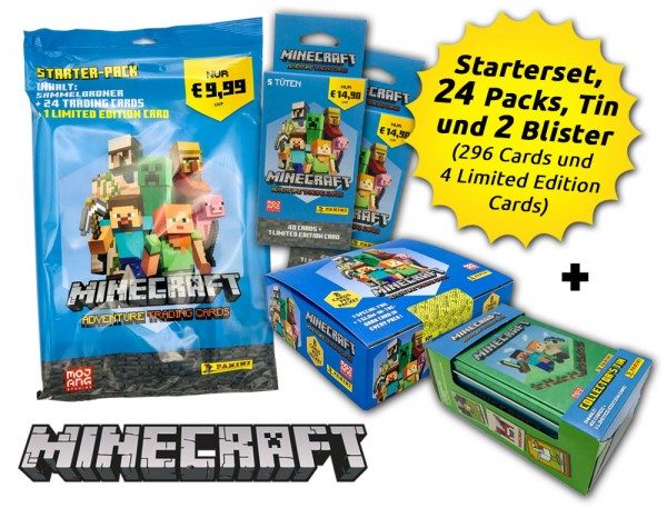 Minecraft Trading Cards - Adventure-Bundle - Inhalt Starterset Box Tin Box Blister