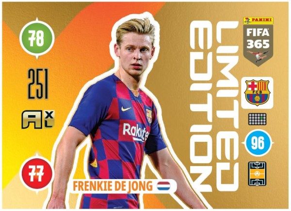 Panini FIFA 365 Adrenalyn XL 2021 Kollektion – LE-Card Frenkie de Jong Vorne