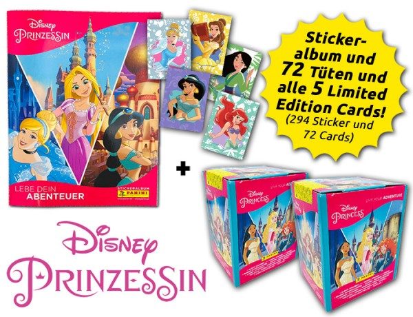 Disney Prinzessin - Lebe dein Abenteuer - Sticker & Cards - Mega-Bundle mit Limited Edition Cards