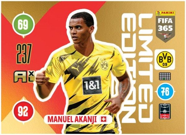 Panini FIFA 365 Adrenalyn XL 2021 Kollektion – LE-Card Manuel Akanji Vorne