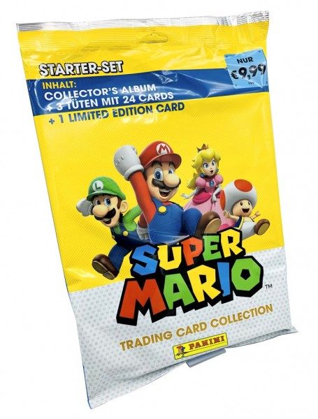 Panini Super Mario Trading Cards - Starterset mit Ordner, Checkliste, 3 Packs und 1 Limited Edition Card