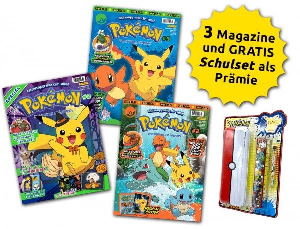 Pokémon-Schüler-Bundle mit 3 Magazinen und Schulset