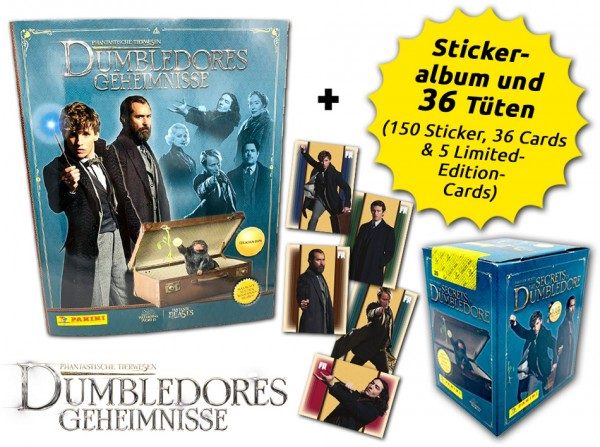 Phantastische Tierwesen - Dumbledores Geheimnisse - Sticker  & Cards - Box-Bundle mit allen 5 Limited Edition Cards
