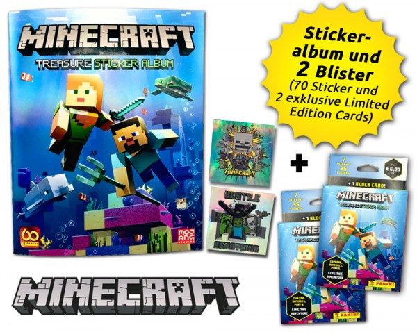 Minecraft - Treasure Stickerkollektion - Blister Bundle mit Limited Edition Cards