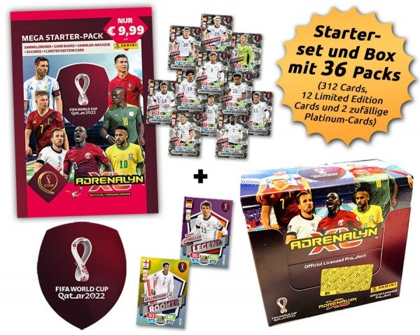 Panini WM 2022 Trading Cards - Box-Bundle mit 2 zufälligen Platinum Cards