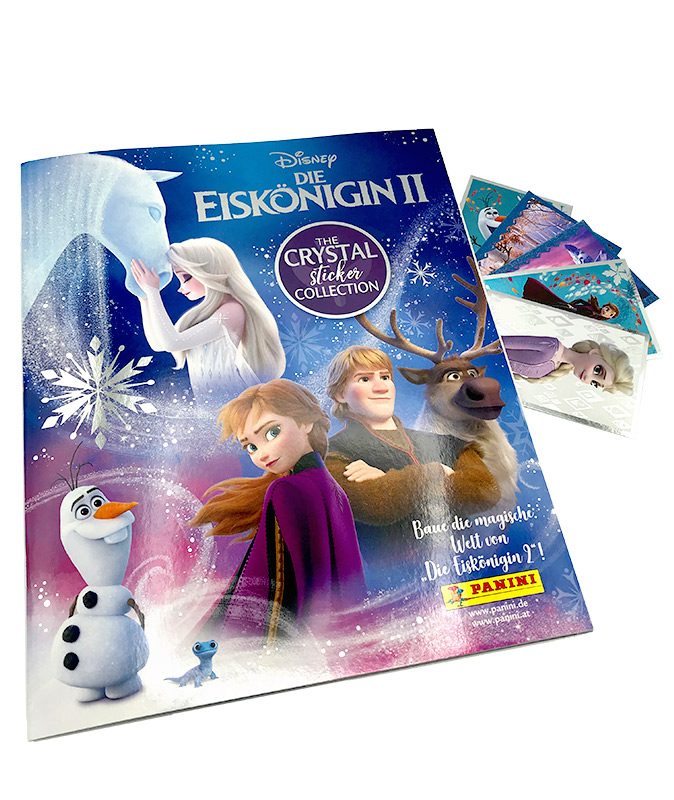 Panini Die Eiskönigin 2 Frozen Crystal Sticker Sammelalbum 5 Stickertüten 