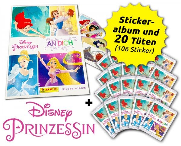 Disney Prinzessin Sticker - Glaub an dich - Sammelbundle Inhalt 20 Tüten und Album