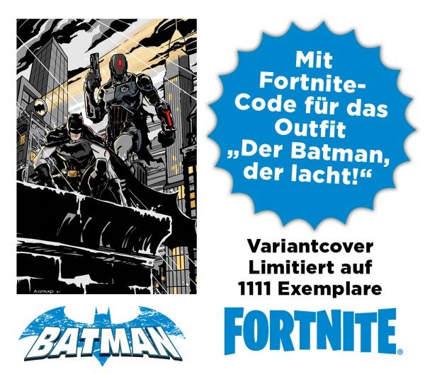 Batman/Fortnite Das Fundament enthält ein 'Batman der lacht' Outfit im Fortnite Game Variant B