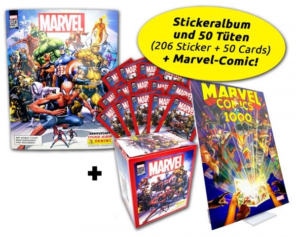 80 Jahre Marvel Ultimate Bundle - Sticker + Comic Übersicht Inhalt