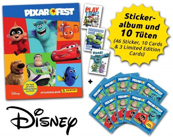 Disney Pixar Fest - Sticker und Cards - Schnupperbundle mit Album, 10 Tüten und 3 LE Cards