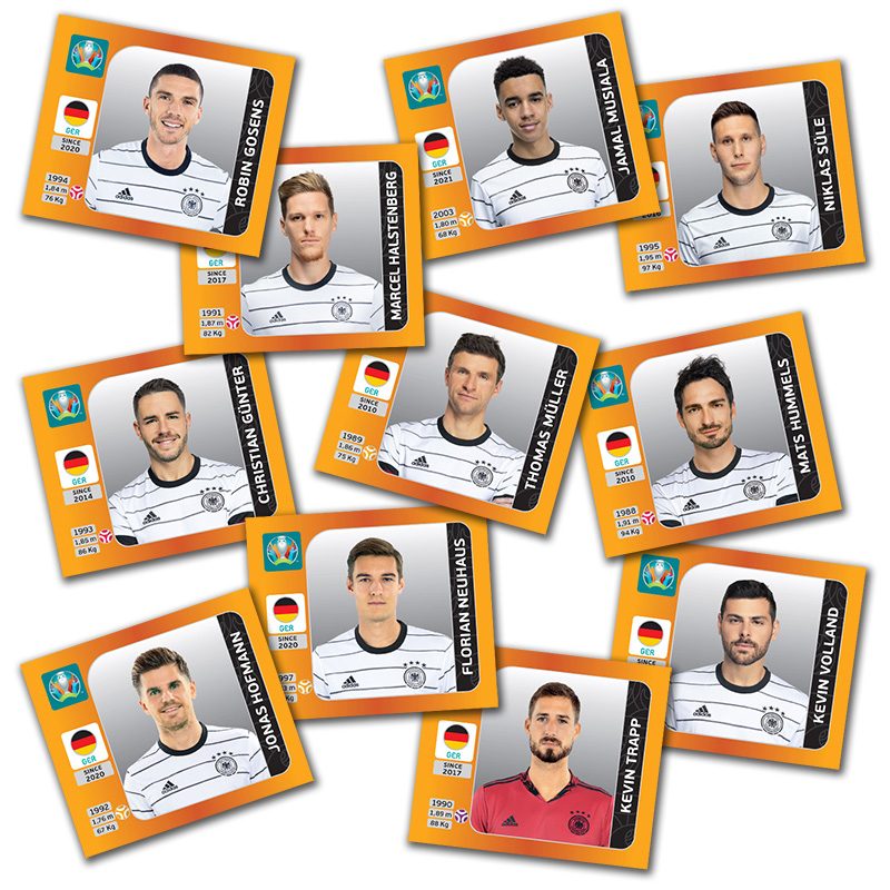 Update Set 72 Sticker 11 x Deutschland Panini EURO 2020 Tournament Edition 