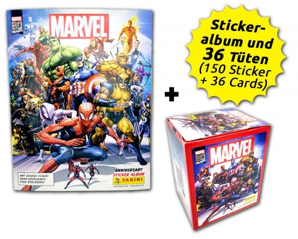 Leeralbum 5 Tüten Marvel Avengers Panini 80 Jahre Marvel Sticker & Cards 